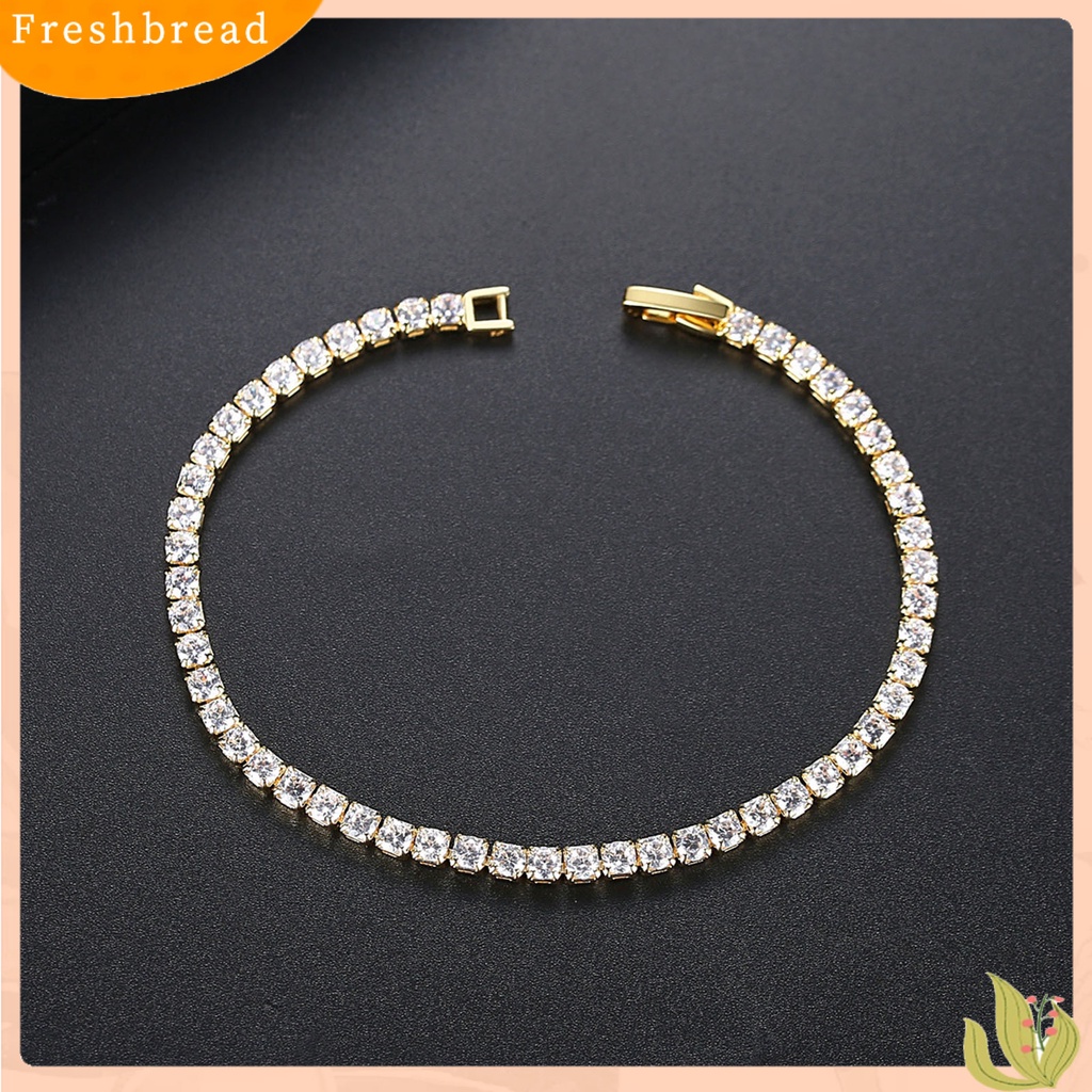 &lt; Freshbread &gt; Wanita Gelang Geometris Cubic Zirconia Perhiasan Sparkling Electroplating Bracelet Untuk Pesta