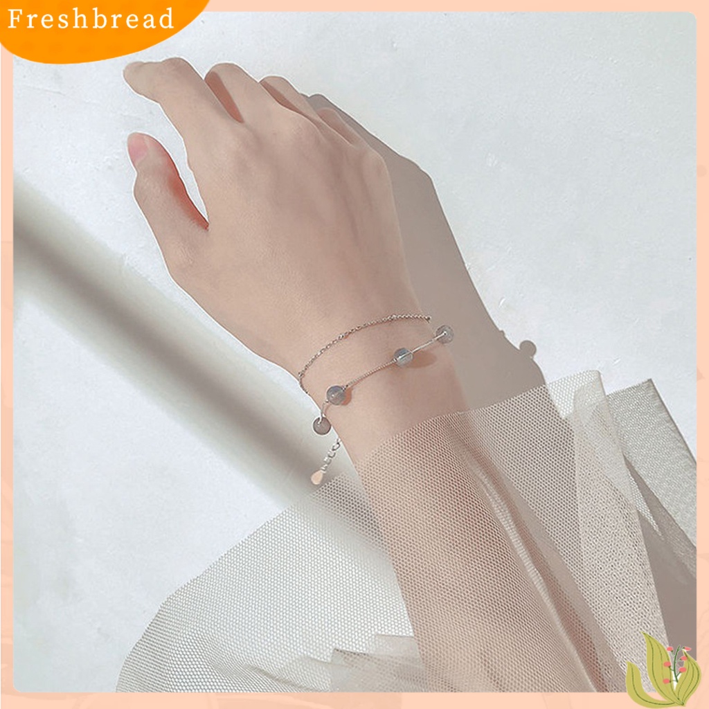 &lt; Freshbread &gt; Rantai Ekstensi Dapat Disesuaikan Indah Wanita Gelang Manis Lapisan Ganda Kristal Imitasi Gelang Hadiah Ulang Tahun