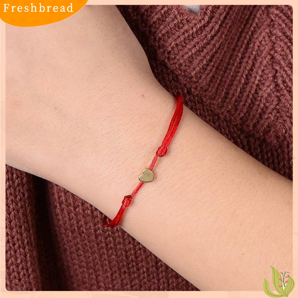 &lt; Freshbread &gt; Fashion Wanita Jantung Pesona Tali Beruntung Gelang Bangle Adjustable Perhiasan Hadiah