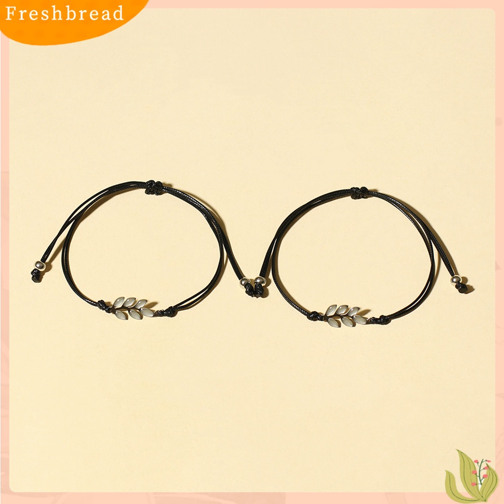 &lt; Freshbread &gt; 2Pcs Pesona Gelang Daun Bercahaya Menawan Buatan Tangan Hias Adjustable Dekorasi Kepribadian Cahaya Biru Neon Gelang Perhiasan Aksesori