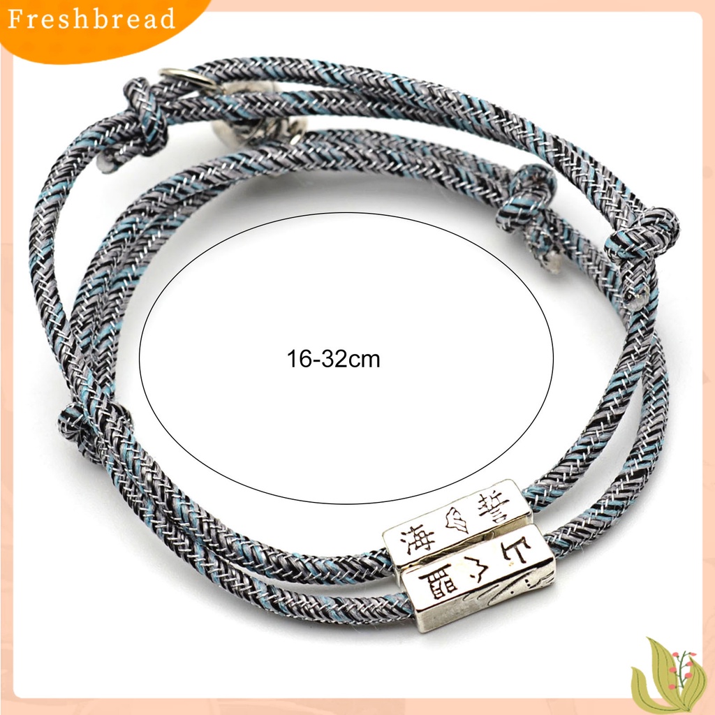 &lt; Freshbread &gt; 2Pcs Lover Bracelet ic Adjustable Braid Rope Pria Wanita Matching Bracelet Untuk Hadiah