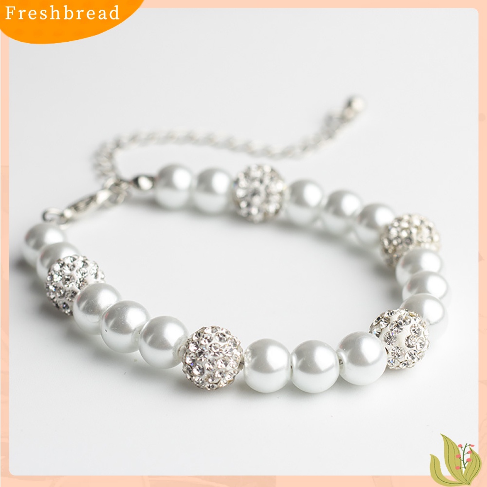 < Freshbread > Wanita Elegan Mutiara Palsu Hias Berlian Imitasi Liontin Gelang Hadiah Perhiasan Pernikahan