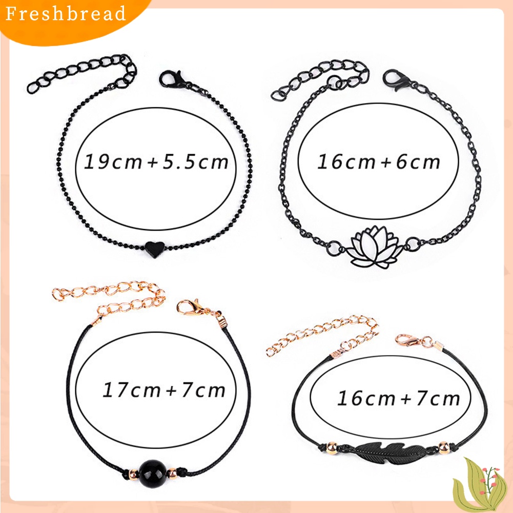 &lt; Freshbread &gt; 4Pcs/Set Berongga Daun Teratai Mutiara Imitasi Pesona Braided Gelang Bangle Perhiasan Hadiah