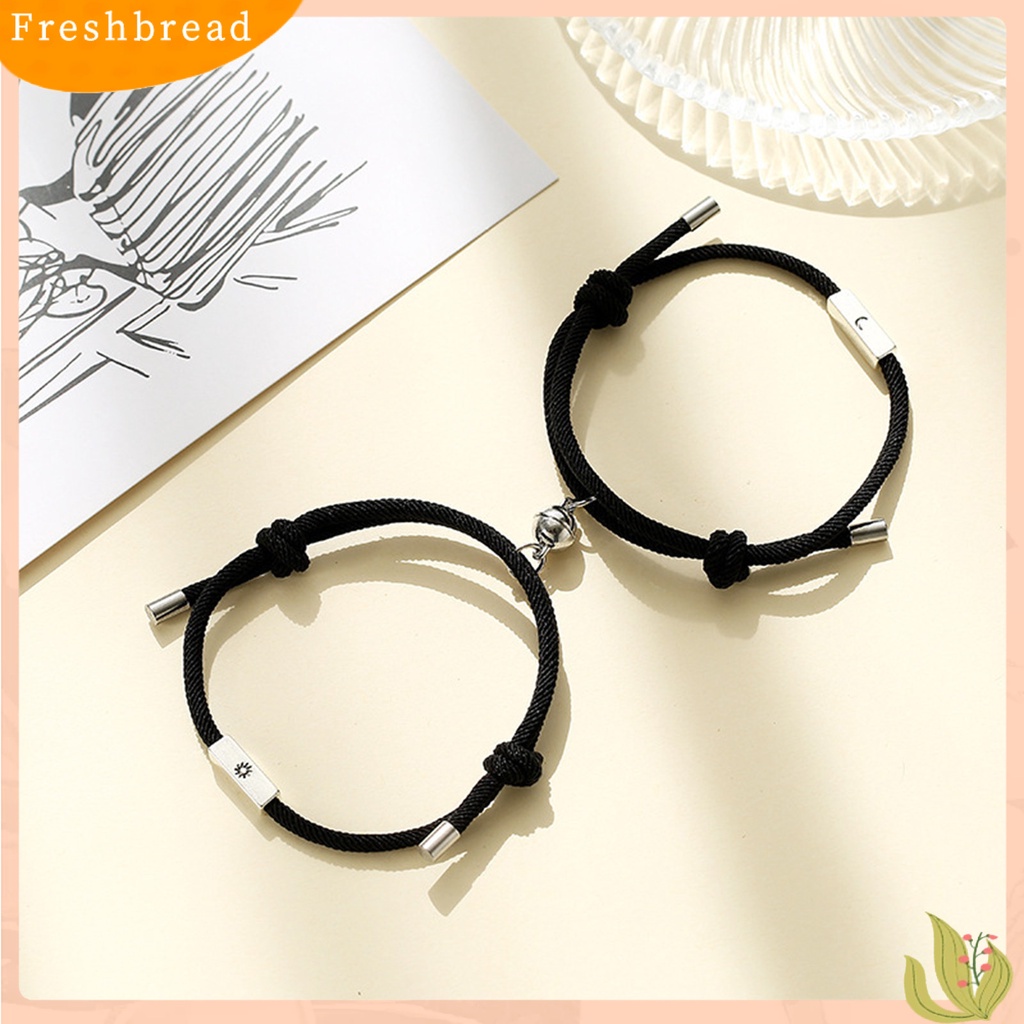 < Freshbread > 1pasang Gelang Mengepang Colorfast Dekorasi Multicolor Opsional Adjustable Gelang Pasangan Untuk Liburan