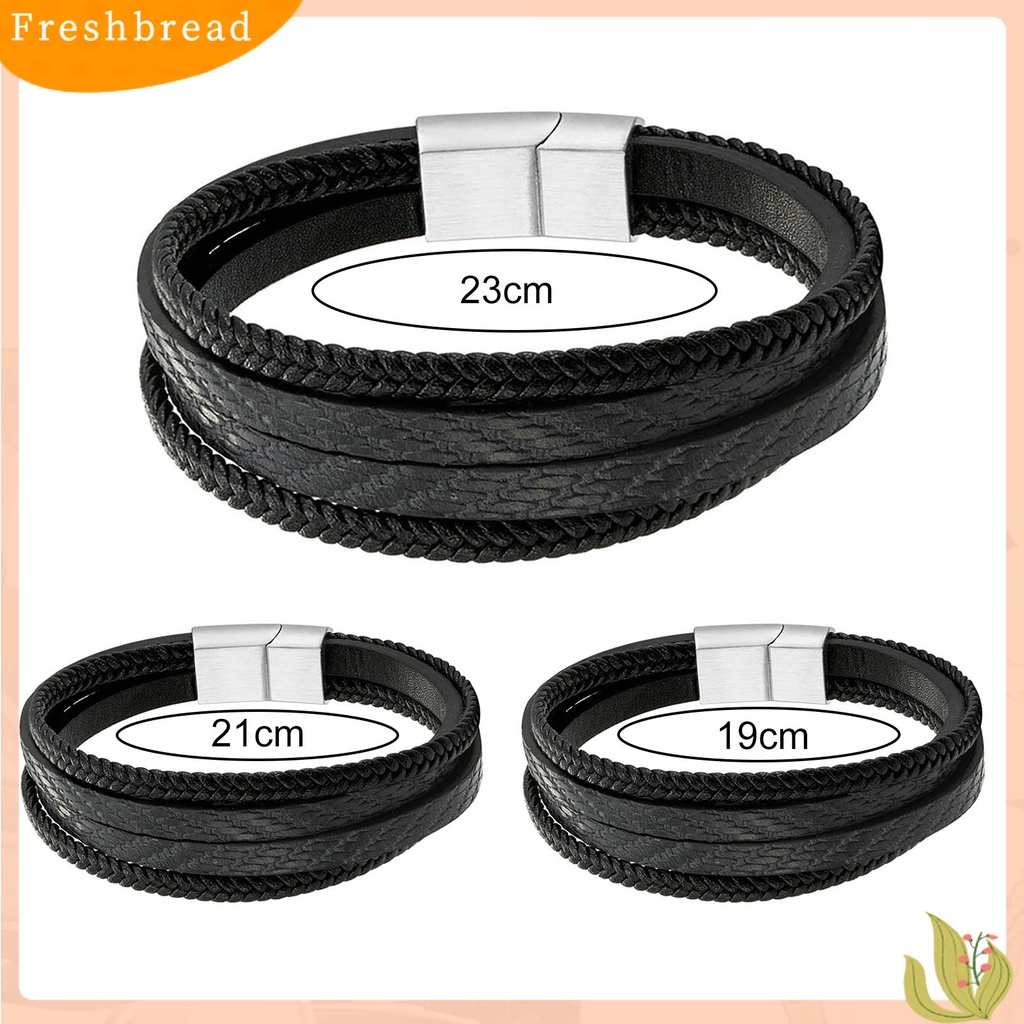 &lt; Freshbread &gt; Pria Gelang Vintage ic Gesper Anyaman Buatan Tangan Geometris Hias Hadiah Multilayer Bungkus Perhiasan Bangle Pria Kulit Imitasi Untuk Kehidupan Sehari-Hari