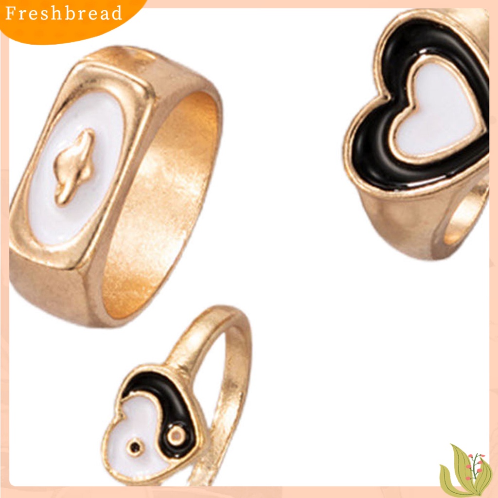 &lt; Freshbread &gt; 6Pcs/Set Lebar Pembuka Dapat Ditumpuk Cincin Unisex Kincir Angin Jantung Tai Chi Jari Cincin Perhiasan Accessaries