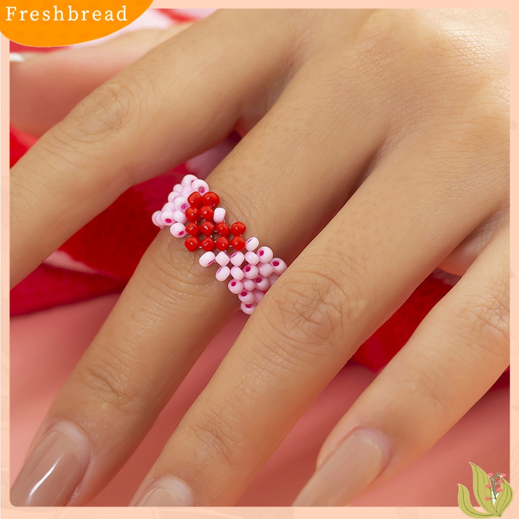 &lt; Freshbread &gt; Cincin Wanita Manik-Manik Gaya Lucu Perhiasan Fashion Penampilan Handmade Finger Ring Untuk Pakaian Sehari-Hari