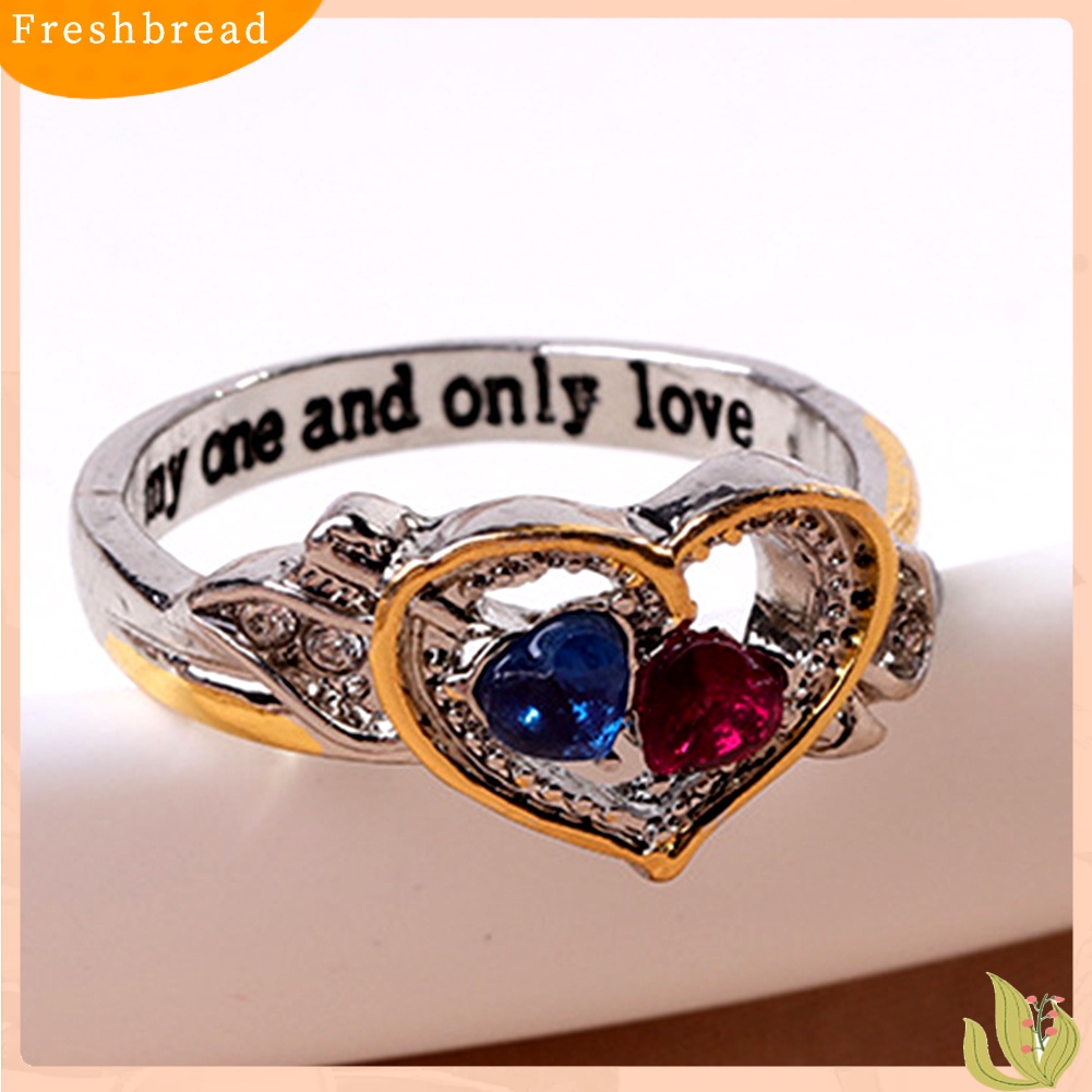 &lt; Freshbread &gt; Wanita Berlian Imitasi Cinta Hati Paduan Fashion Cincin Perhiasan Hadiah Untuk Hari Kasih Sayang