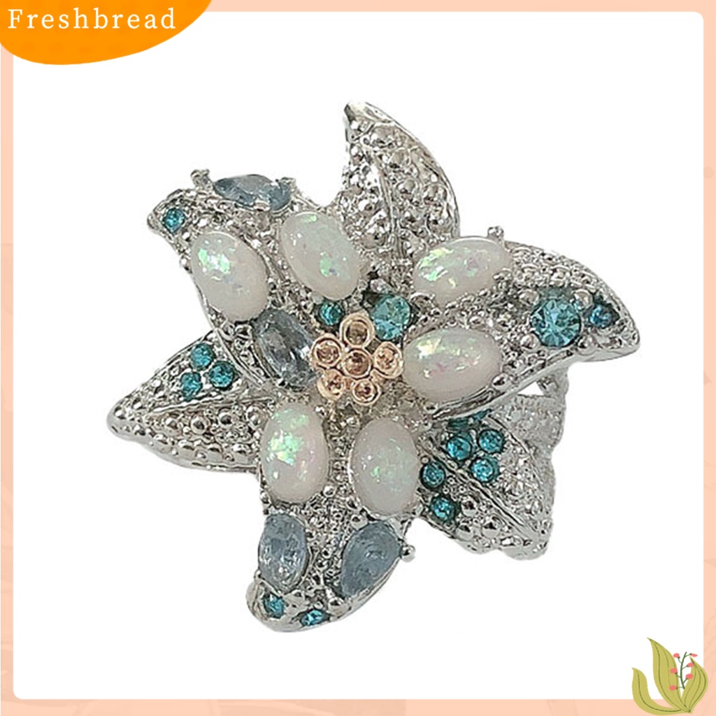 &lt; Freshbread &gt; Wanita Cincin Vintage Oval Imitasi Opal Geometris Bersinar Anti Luntur Dekorasi Hadiah Anniversary Wanita Dua Warna Bunga Pesta Cincin Perhiasan Untuk Pacar