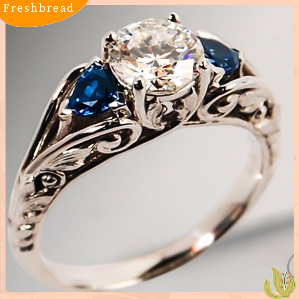 &lt; Freshbread &gt; Glitter Bulat Berlian Imitasi Bertatahkan Berongga Band Cincin Pengantin Pertunangan Perhiasan Hadiah