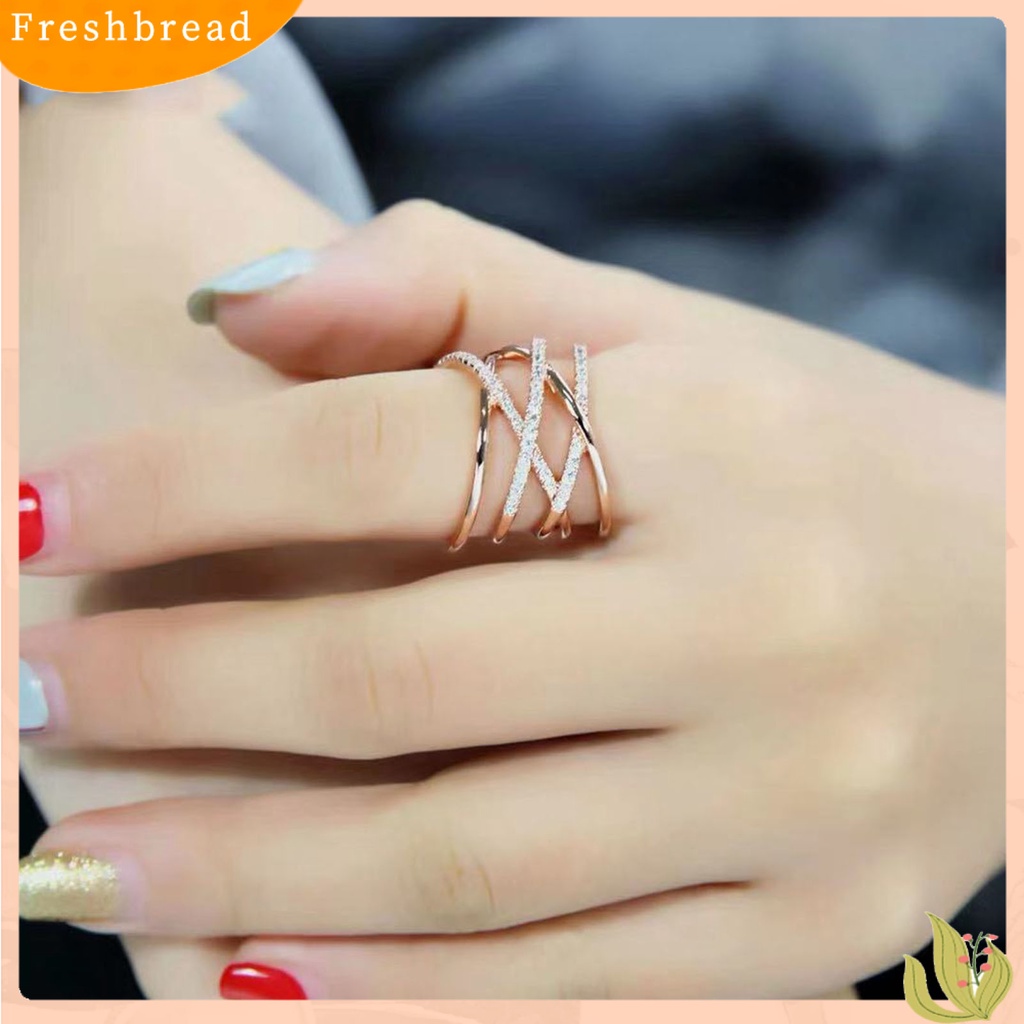 &lt; Freshbread &gt; Cincin Jari Multilayer Berlian Imitasi Perhiasan Pembukaan Cincin Yang Dapat Disesuaikan Aksesori Perhiasan