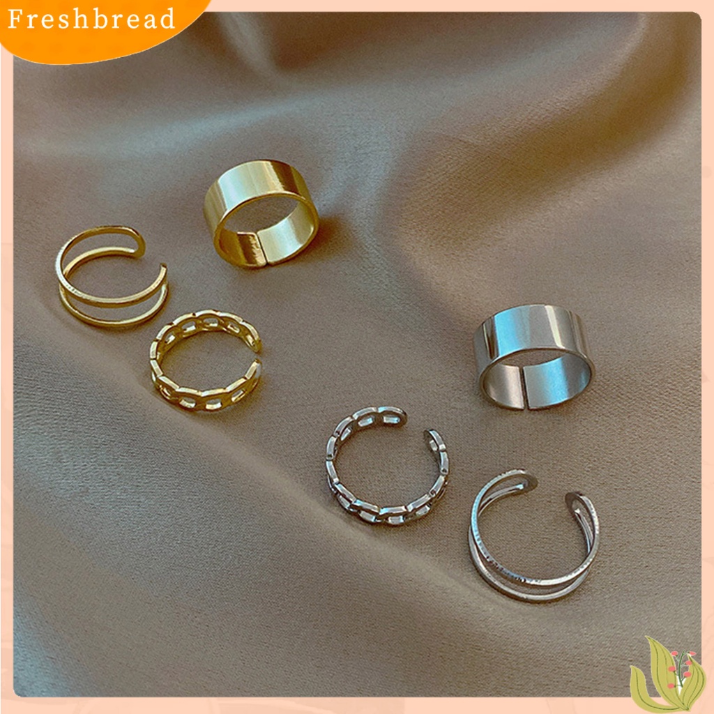 < Freshbread > 3Pcs/Set Cincin Terbuka Retro Adjustable Alloy Punk Hip Pop Finger Rings Kit Untuk Wanita