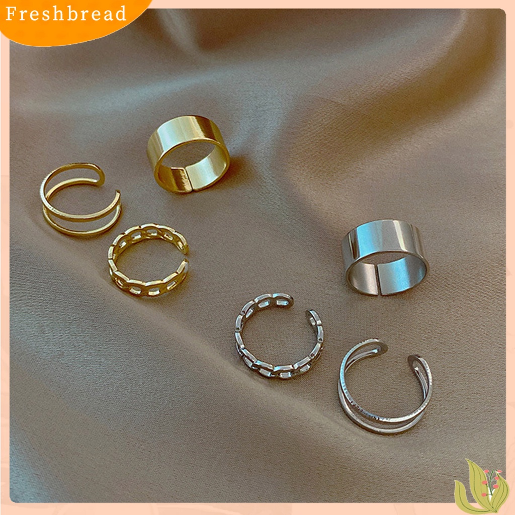 &lt; Freshbread &gt; 3Pcs/Set Cincin Terbuka Retro Adjustable Alloy Punk Hip Pop Finger Rings Kit Untuk Wanita