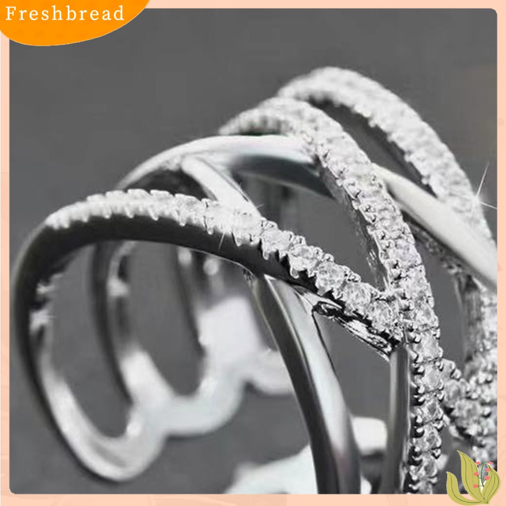 &lt; Freshbread &gt; Cincin Jari Multilayer Berlian Imitasi Perhiasan Pembukaan Cincin Yang Dapat Disesuaikan Aksesori Perhiasan