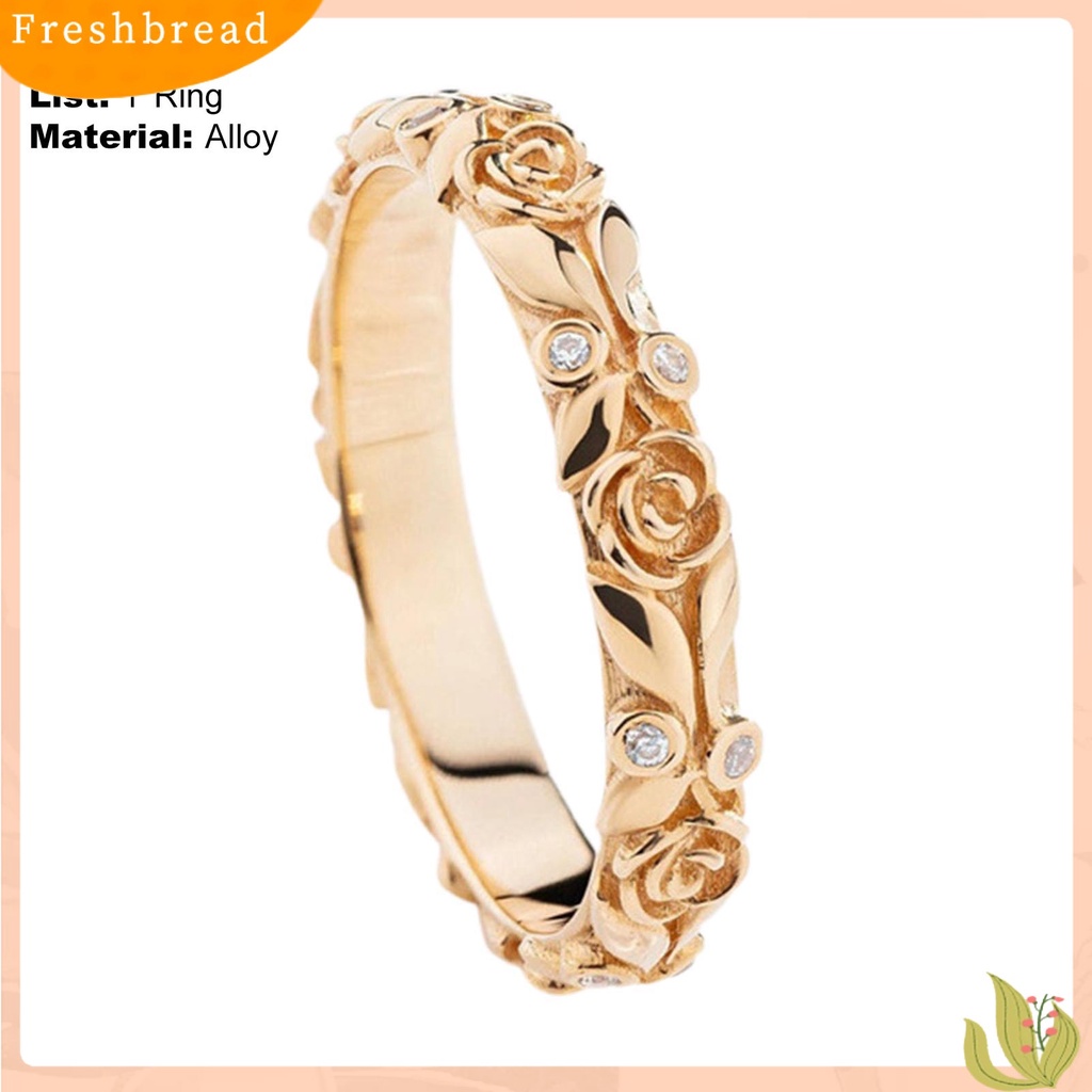 &lt; Freshbread &gt; Wanita Cincin Rose Rhinestones Perhiasan Berkilau Terang Kilau Jari Cincin Untuk Pernikahan