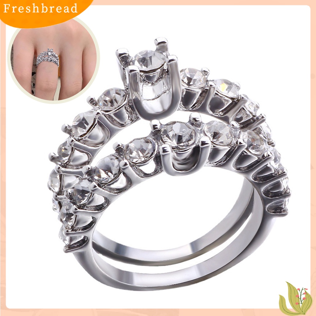 &lt; Freshbread &gt; 2Pcs Cincin Wanita Permata Imitasi Mengkilap Berkilau Geometris Electroplating Dekorasi Hadiah Berbentuk Hati Pernikahan Pertunangan Rings Perhiasan Untuk Pesta