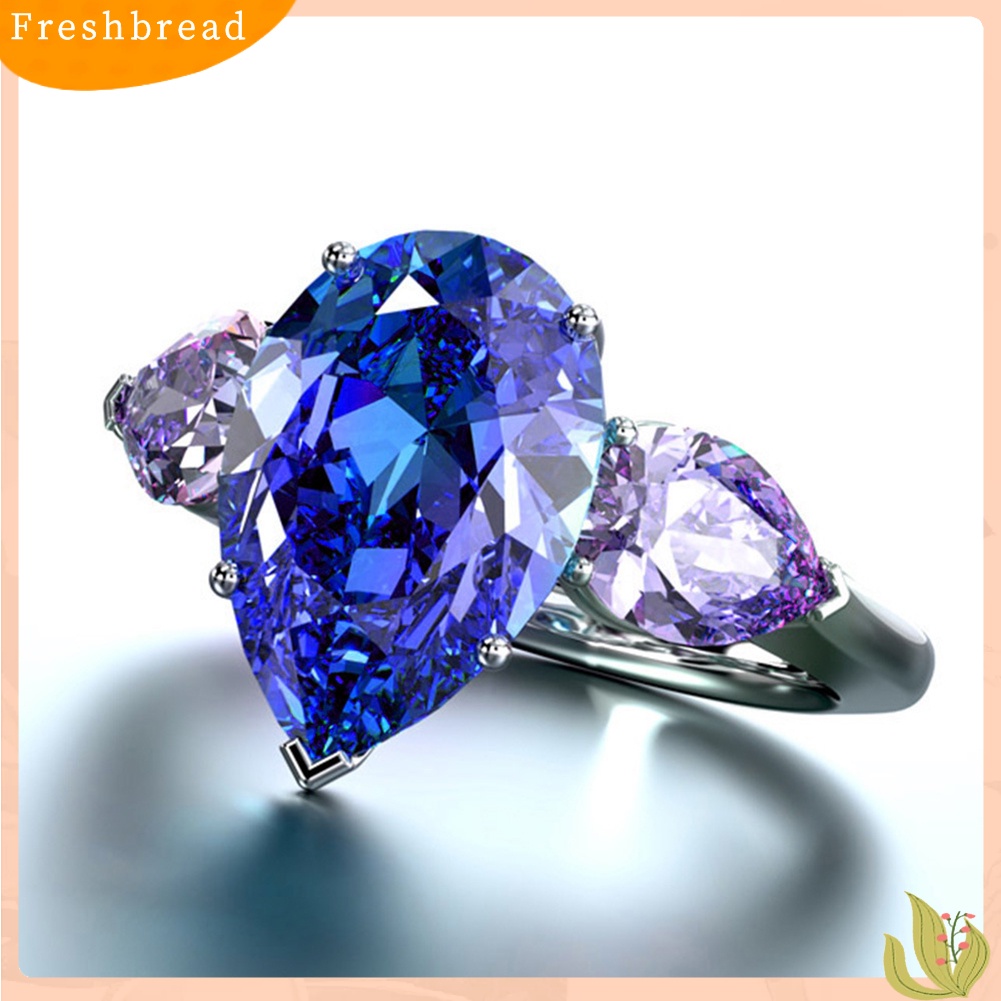 &lt; Freshbread &gt; Fashion Wanita Faux Safir Amethyst Jari Cincin Hadiah Perhiasan Pesta Pernikahan