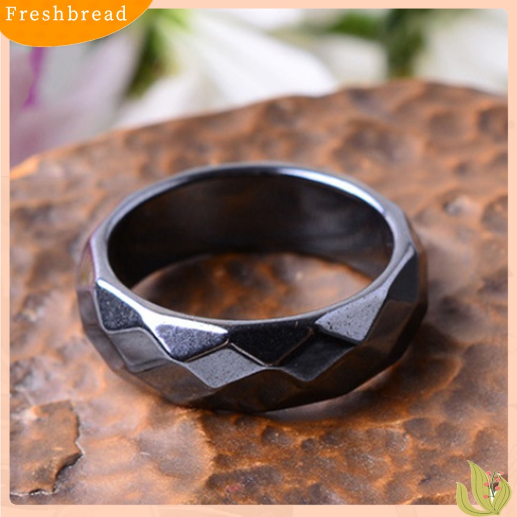 &lt; Freshbread &gt; Cincin Jari Permukaan Geometris Trendy Hitam Bulat Semua Cocok Ring Untuk Pacaran