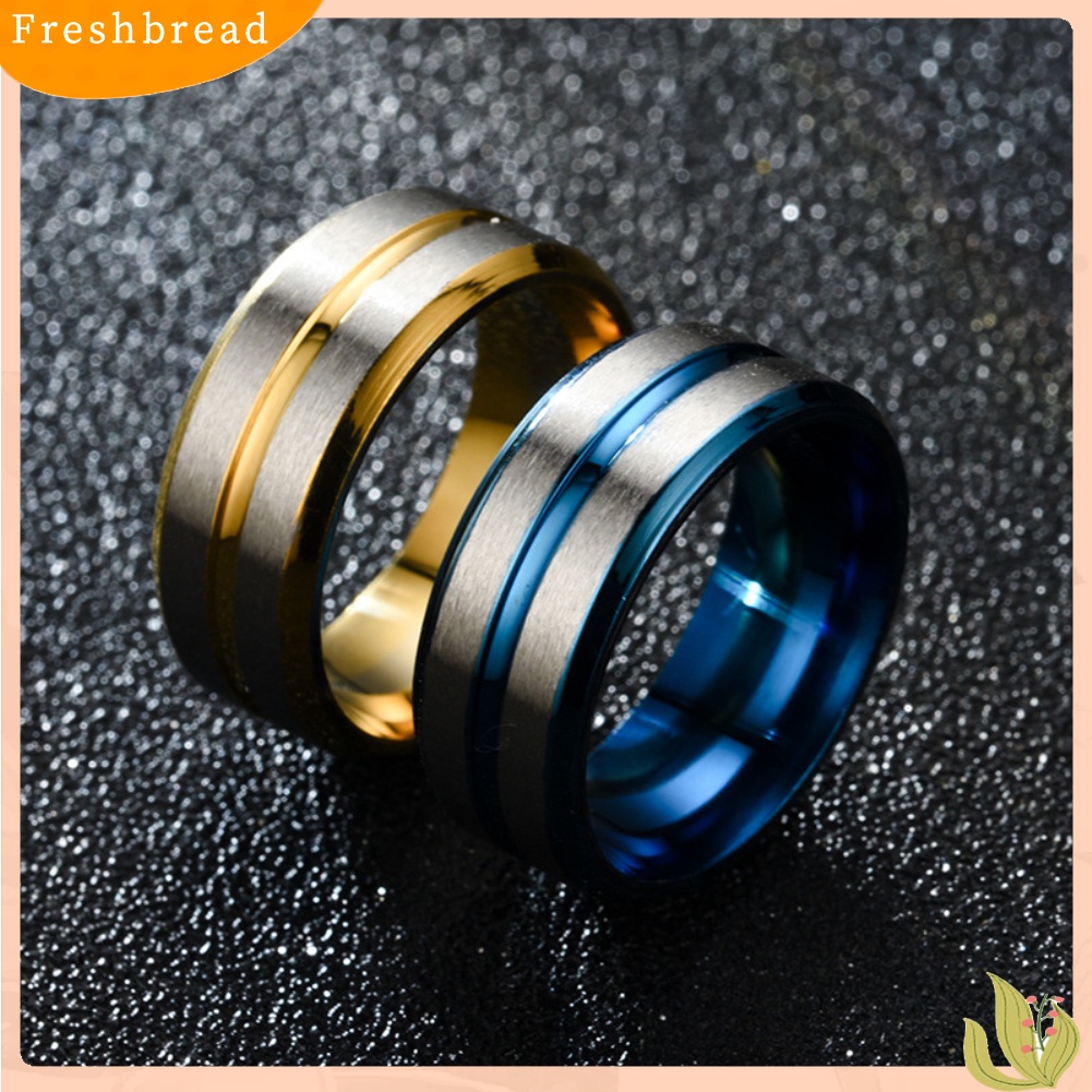 &lt; Freshbread &gt; Fashion Pria Wanita Two Tone Band Finger Cincin Pernikahan Pertunangan Perhiasan Hadiah