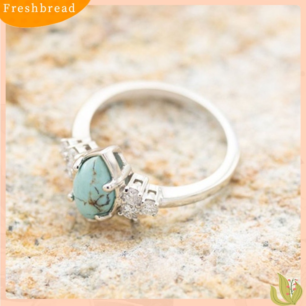 &lt; Freshbread &gt; 3Pcs Women Rings Stackable Artificial Turquoise Women Electroplated Tahan Lama Finger Rings Aksesoris Perhiasan