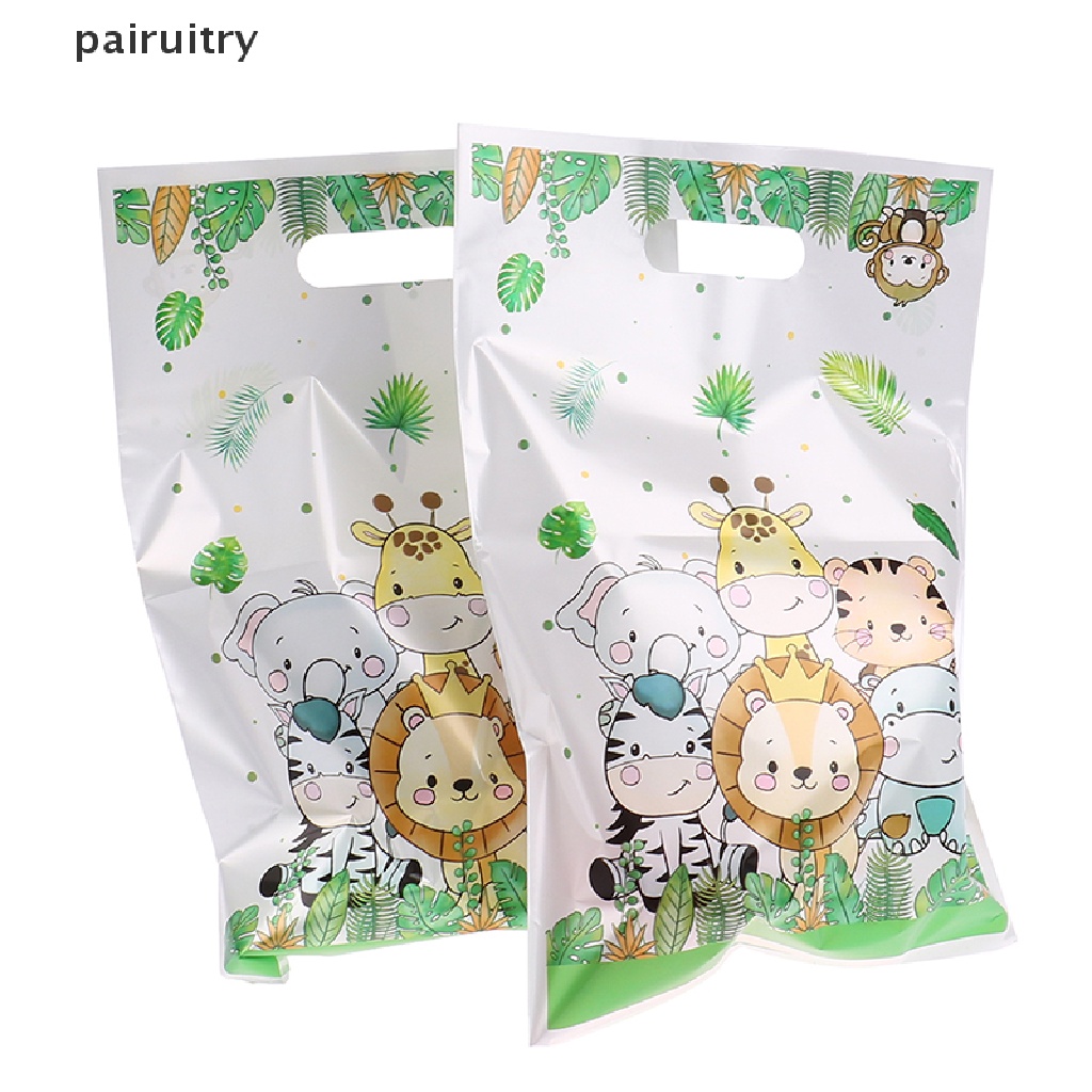 Prt 10Pcs Tas Hadiah Permen Tema Jungle Safari Zoo Tas Kemasan Pesta Ulang Tahun PRT