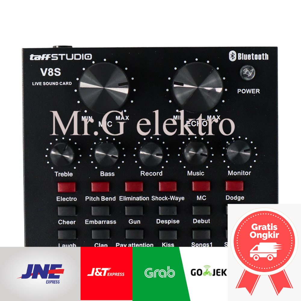 TaffSTUDIO Bluetooth Audio USB External Soundcard Live Broadcast Microphone Headset - V8S - Black ka