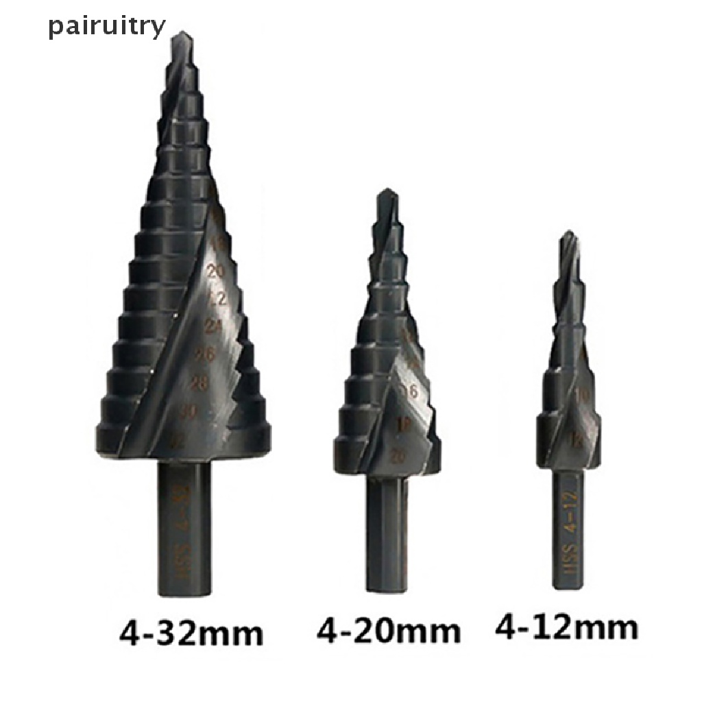 Prt 3PCS/Set 4-32MM HSS Cobalt Step Stepped Mata Bor Set Lubang Spiral Nitrogen PRT