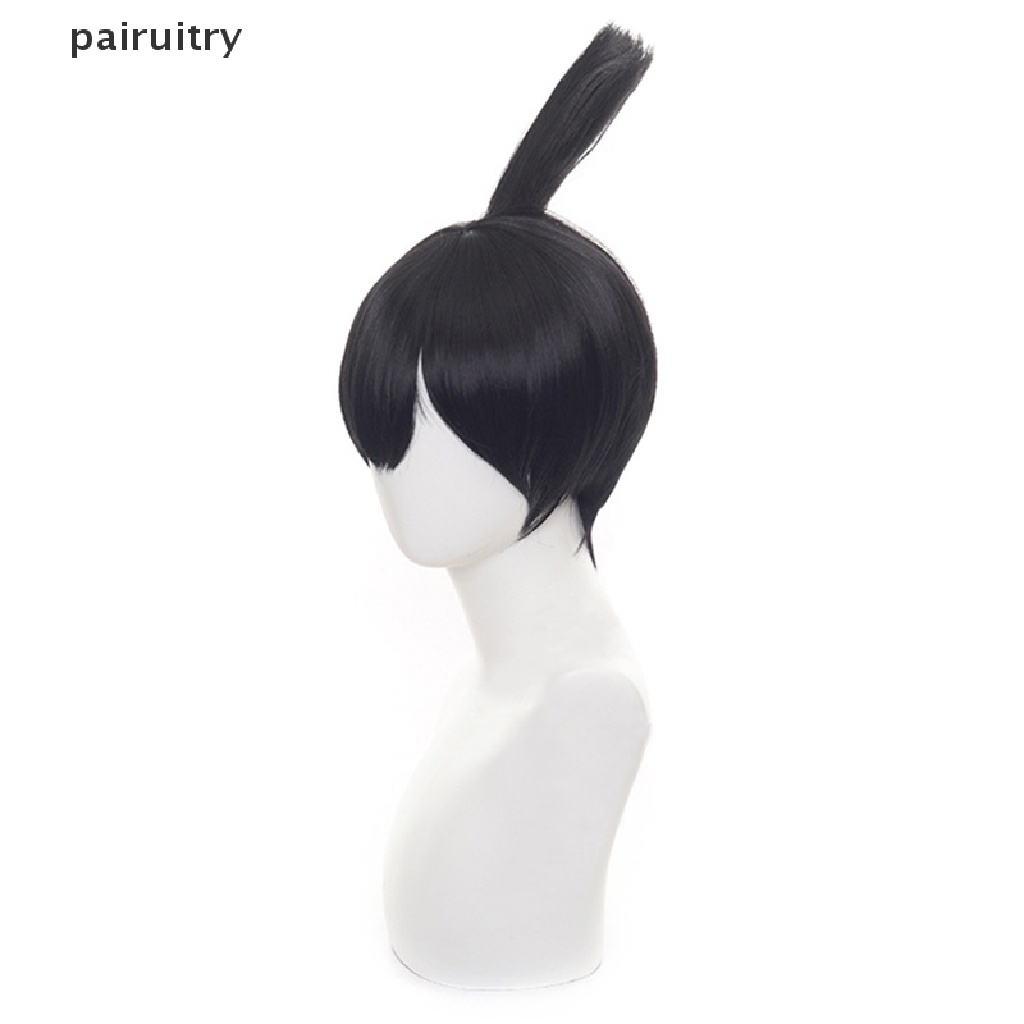 Prt Anime Chain Man Aki Hayakawa Cosplay Wig Hitam Topknot Style Serat Rambut Wig Pesta Halloween Bermain Peran Wig Pria Aksesoris Pesta PRT