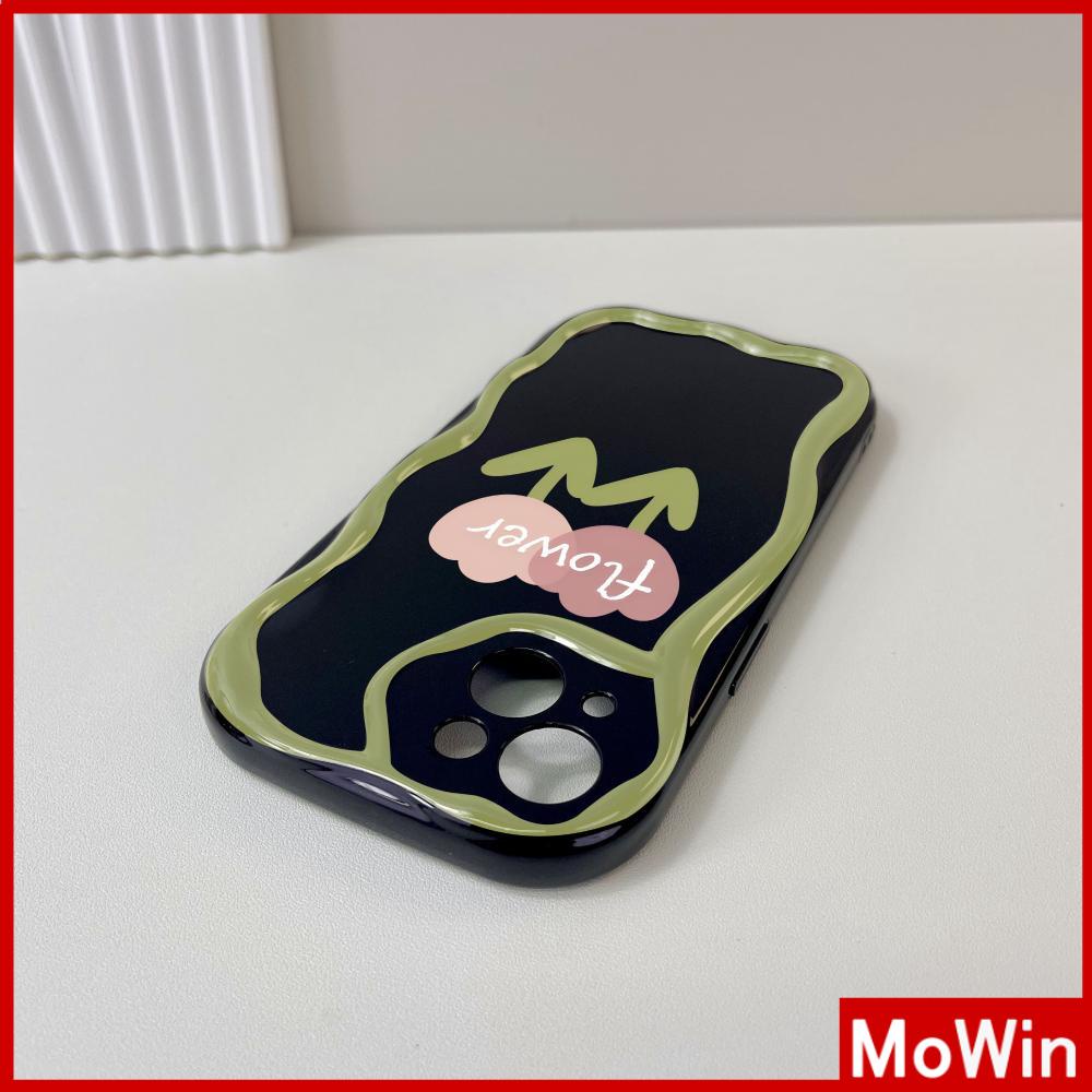 For iPhone 14 Pro Max iPhone Case 3D Curved Edge Wave TPU Airbag Shockproof Camera Cover Glossy Black Flower Compatible with iPhone 13 Pro max 12 Pro Max 11 xr xs max 7Plus 8Plus