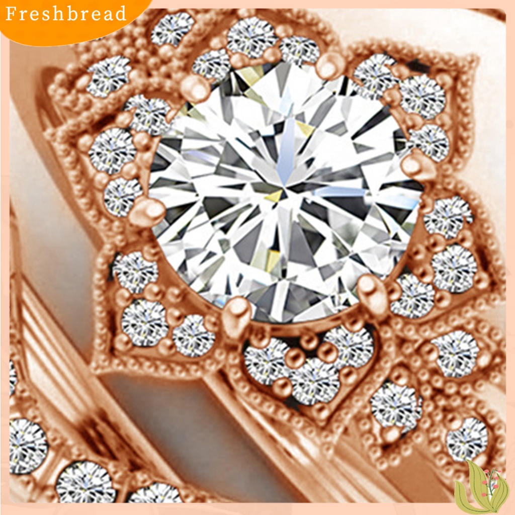 &lt; Freshbread &gt; 3Pcs/Set Cincin Set Bentuk Bunga Perhiasan Indah Wanita Bridal Engagement Ring Untuk Pacaran