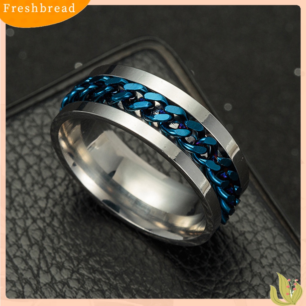 &lt; Freshbread &gt; Indah Pria Rantai Warna-Warni Punk Stainless Steel Spinner Pernikahan Band Cincin