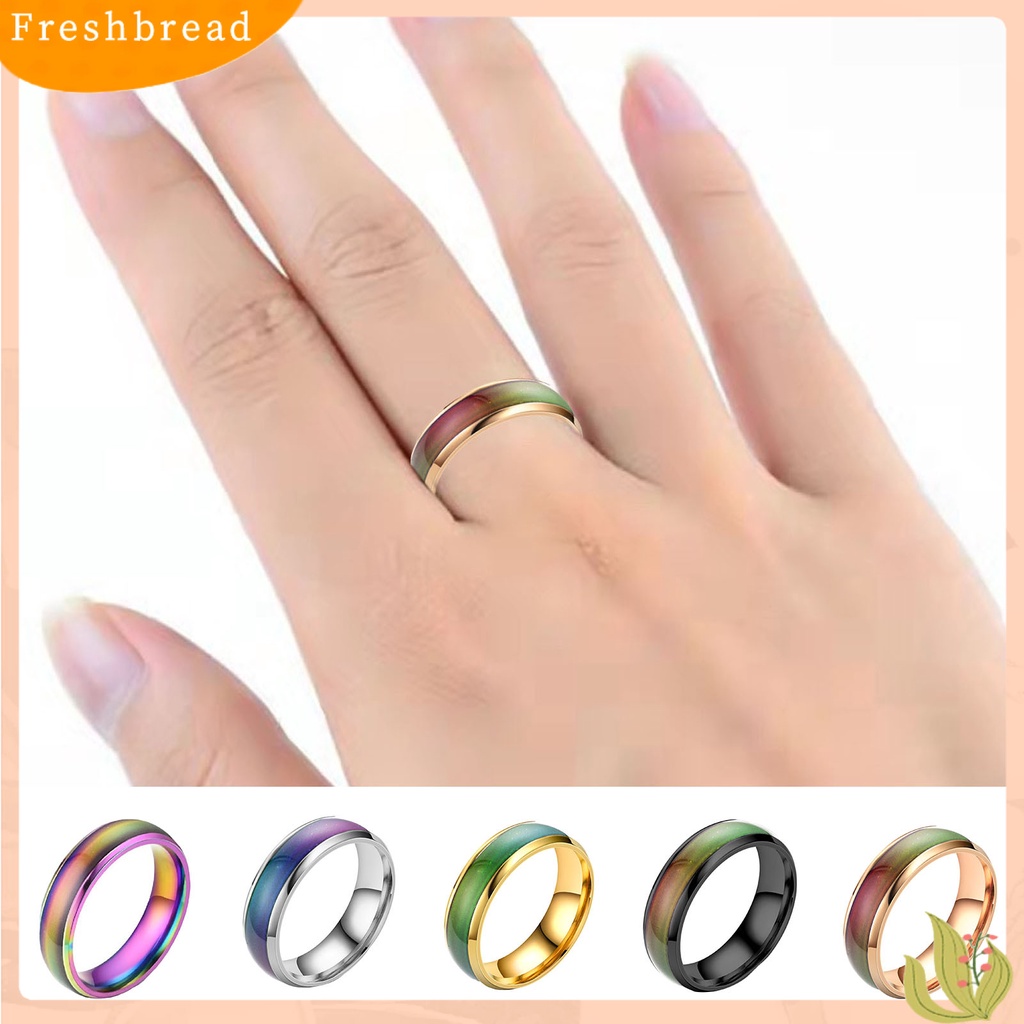 &lt; Freshbread &gt; Cincin Couple Berubah Warna Electroplating Temperature Sensing Sealing Glaze Hadiah Anniversary Bebas Alergi Tidak Luntur Suhu Klasik Mood Ring Untuk Pakaian Sehari-Hari