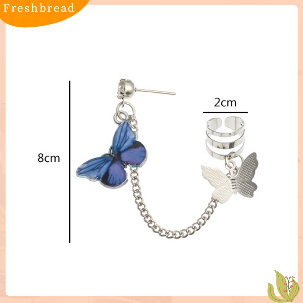 &lt; Freshbread &gt; 1Pc Anting Punk Dainty Tahan Lama Bentuk Kupu-Kupu Punk Rantai Panjang Anting Perhiasan Aksesoris