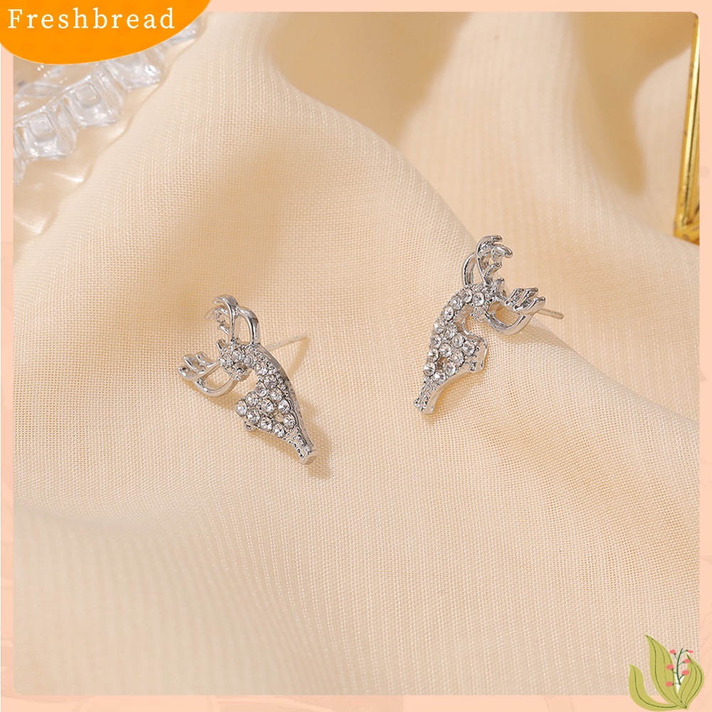 &lt; Freshbread &gt; Wanita Modis Elk Shape Ear Stud Earrings Perhiasan Aksesori Hadiah Natal