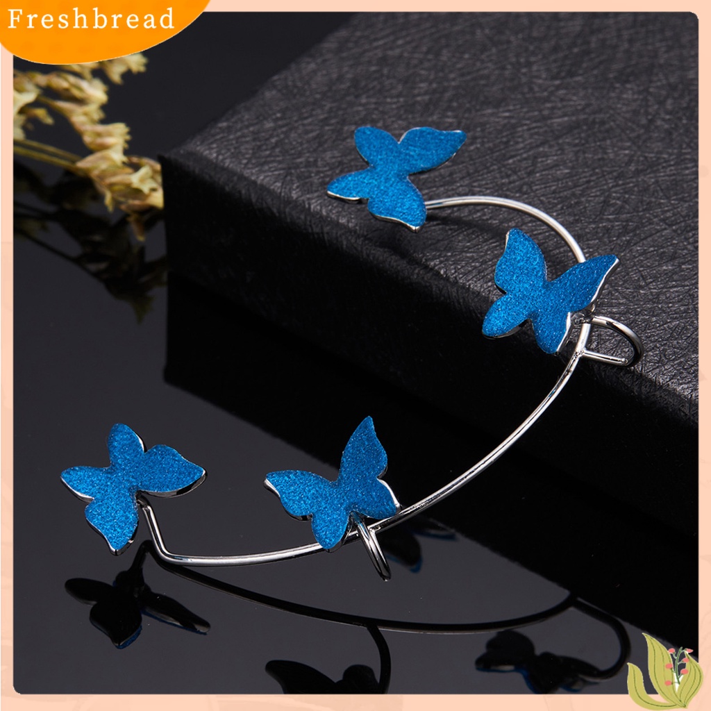 &lt; Freshbread &gt; 1pasang Anting Wanita Bentuk Kupu-Kupu Multi-Warna Aman Indah Women Clip Earrings Untuk Prom