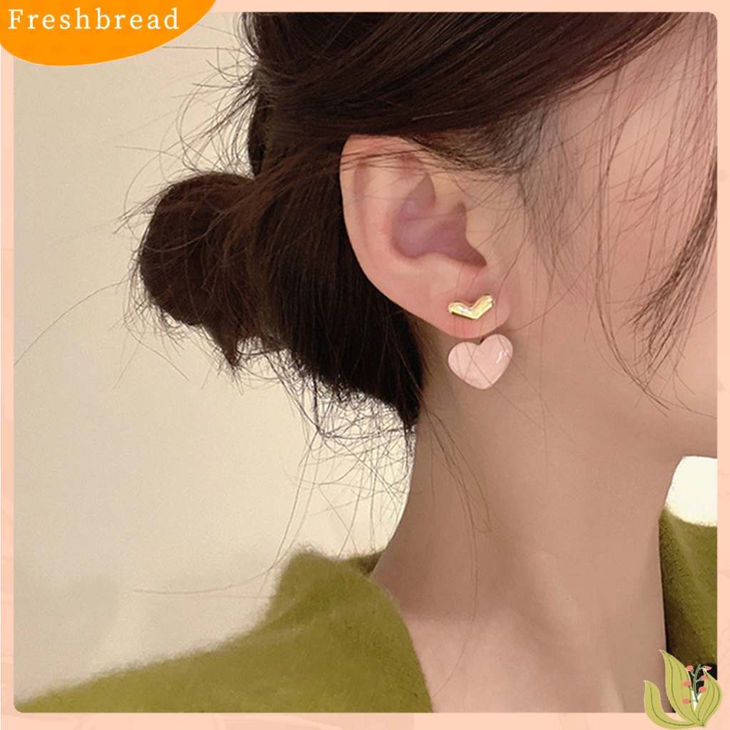 &lt; Freshbread &gt; 1pasang Anting Menjuntai Hati Perhiasan Permata Imitasi Lucu Warna Cerah Anting Drop Untuk Pakaian Sehari-Hari