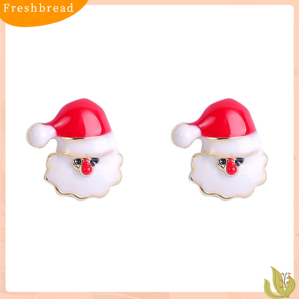 &lt; Freshbread &gt; Wanita Kreatif Natal Snowflake Candy Cane Stud Earrings Perhiasan Pesta Xmas