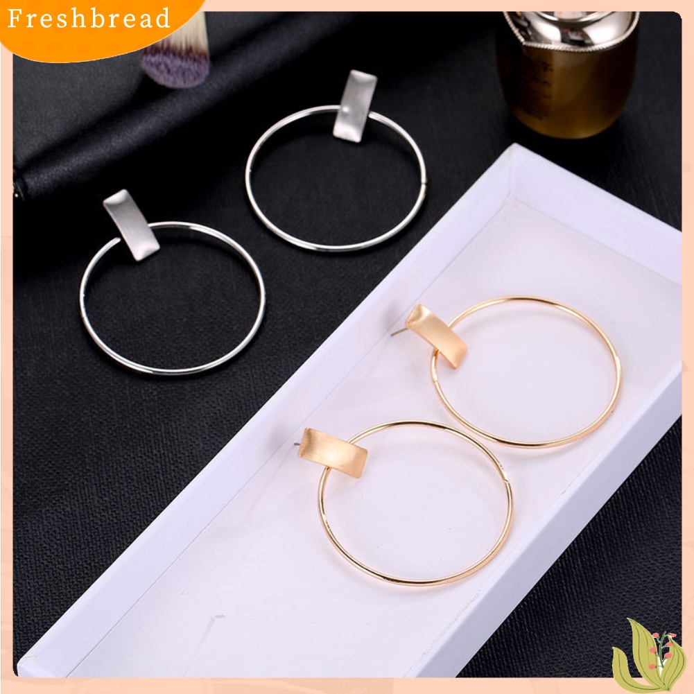 &lt; Freshbread &gt; Minimalis Wanita Lingkaran Besar Persegi Panjang Geometris Statement Stud Earrings Jewelry