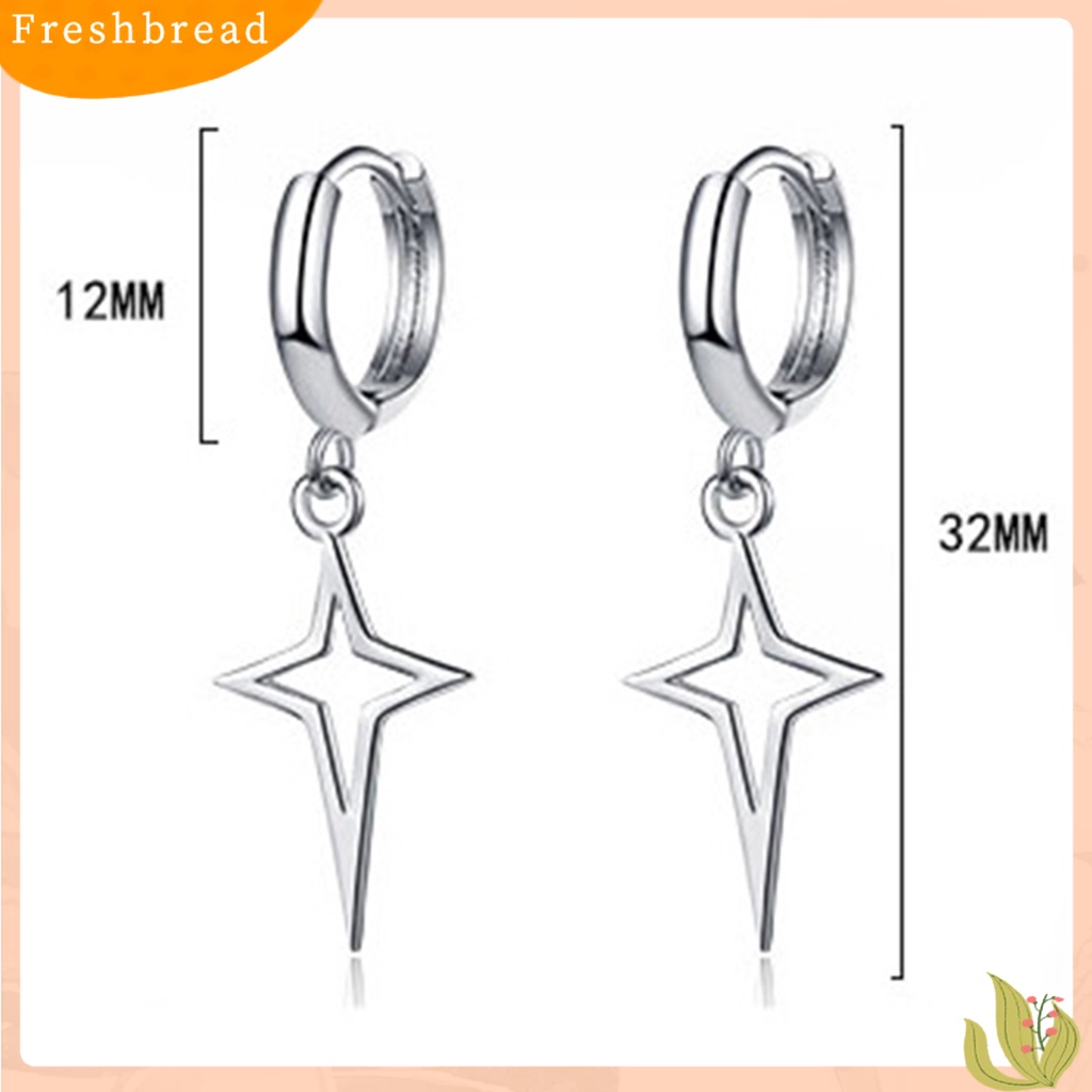 &lt; Freshbread &gt; 1pasang Anting Wanita Warna Solid Bentuk Bintang Hip-hop Anting Lady Drop Kokoh Untuk Pakaian Sehari-Hari