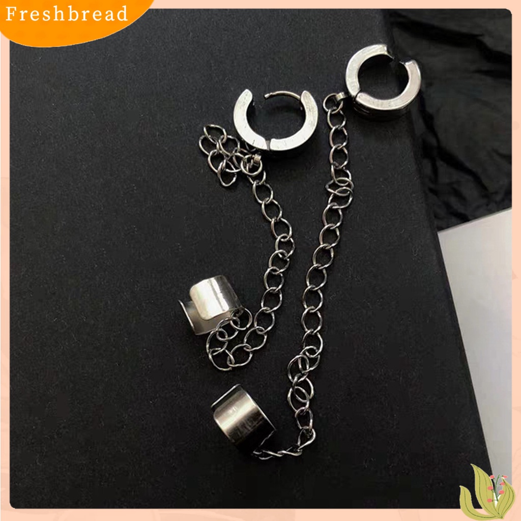 &lt; Freshbread &gt; 1Pc Lingkaran Rantai Panjang Klip Telinga Bahan Titanium Steel Anting Klip Tindik Tanpa Tindik Untuk Kehidupan Sehari-Hari