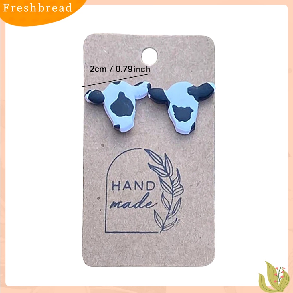 &lt; Freshbread &gt; 1pasang Ear Studs Acrylic Lucu Kecil Padat Kepribadian Hadiah Hypoallergenic Dairy Cow Shape Women Earrings Fashion Jewelry