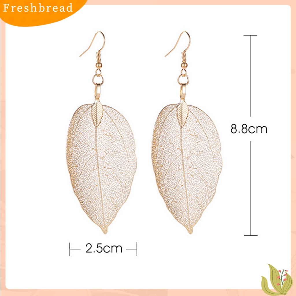 &lt; Freshbread &gt; 1pasang Anting Wanita Stainless Bentuk Daun Hidup Anting Menjuntai Tahan Lama Untuk Pakaian Sehari-Hari