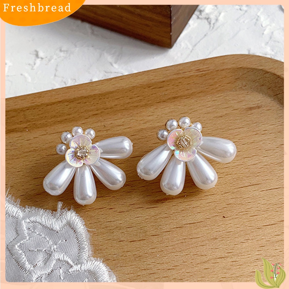 &lt; Freshbread &gt; Fashion Wanita Mutiara Imitasi Busur Bunga Hati Telinga Stud Bintang Anting Perhiasan Hadiah