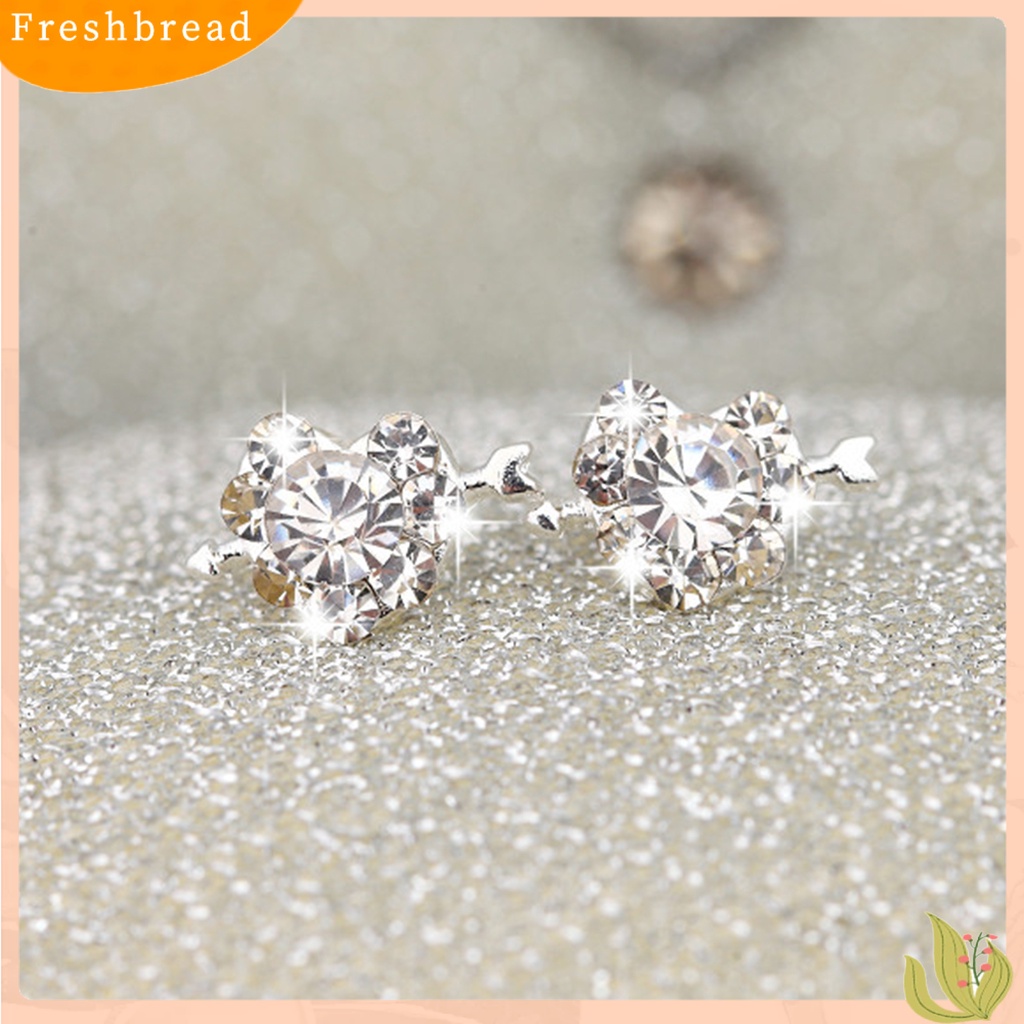 < Freshbread > 1pasang Ear Studs Heart Cubic Zirconia Korea Bow Rabbit Cherry Mutiara Imitasi Stud Earrings Aksesoris Perhiasan