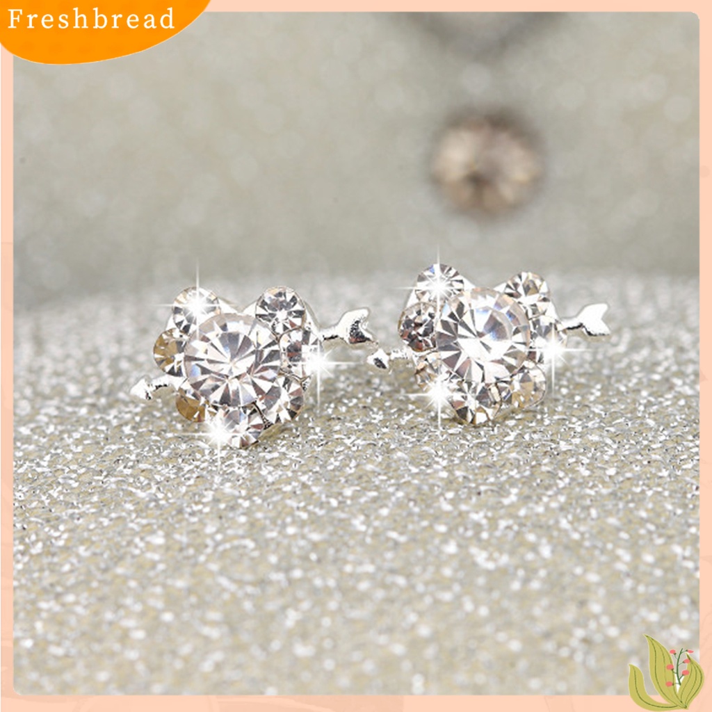 &lt; Freshbread &gt; 1pasang Ear Studs Heart Cubic Zirconia Korea Bow Rabbit Cherry Mutiara Imitasi Stud Earrings Aksesoris Perhiasan