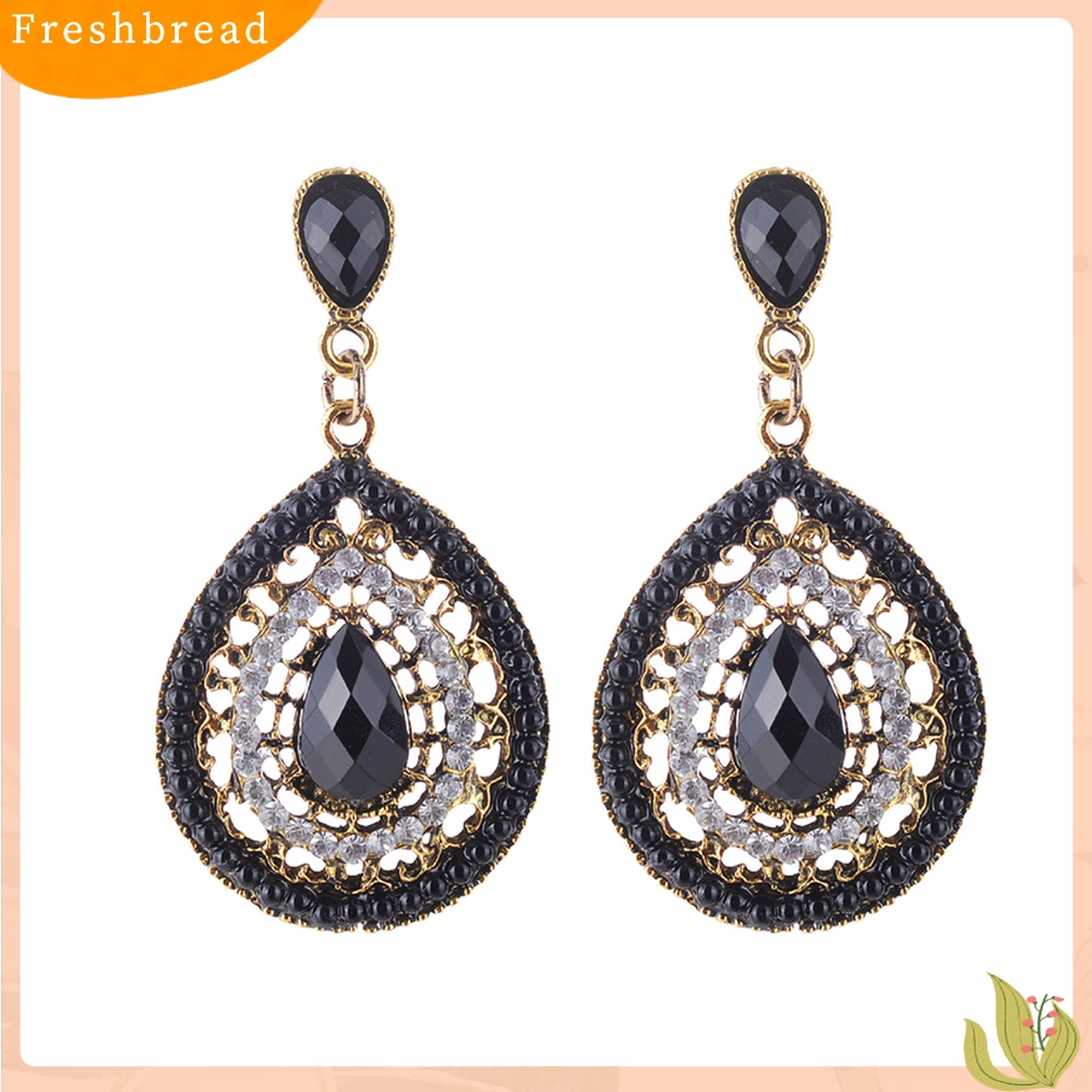 &lt; Freshbread &gt; Boho Wanita Berlian Imitasi Water Drop Menjuntai Ear Stud Earrings Pesta Perhiasan Hadiah