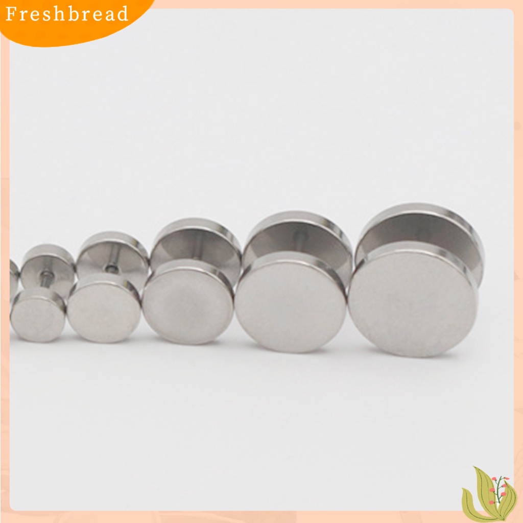 &lt; Freshbread &gt; Anting Stud Simplicity Dekorasi Tidak Alergi Bulat Pria Ear Studs Hadiah Ulang Tahun