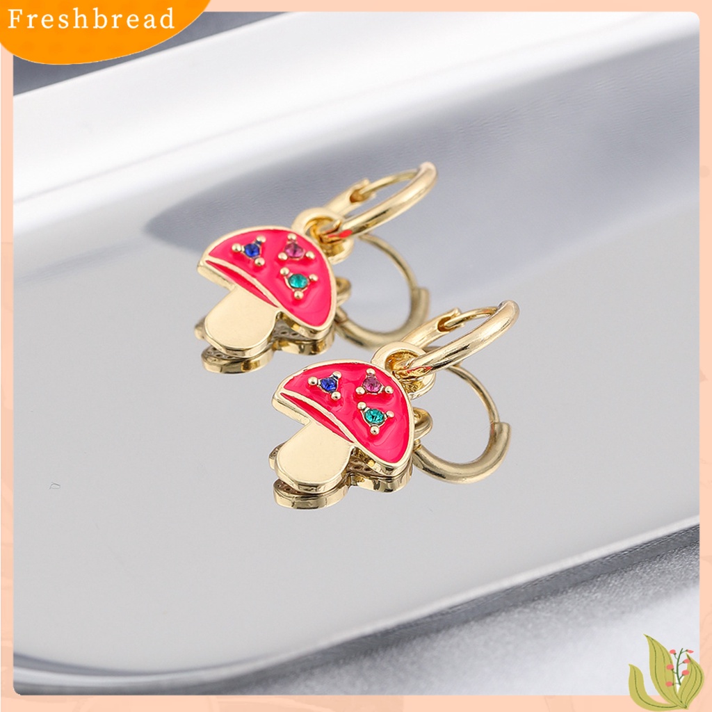 < Freshbread > 1pasang Anting Wanita Menjuntai Perhiasan Lapis Jamur Warna Permen Anting Gesper Telinga Untuk Pesta