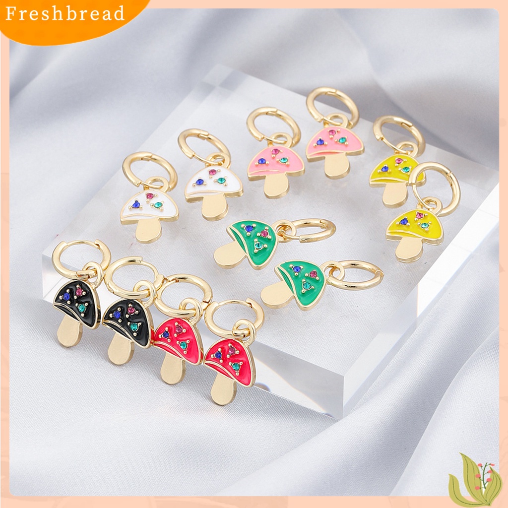 < Freshbread > 1pasang Anting Wanita Menjuntai Perhiasan Lapis Jamur Warna Permen Anting Gesper Telinga Untuk Pesta