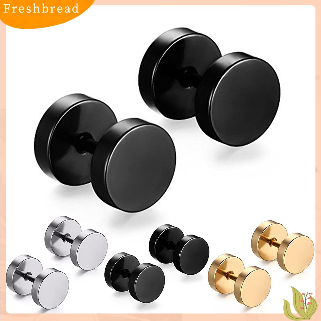 &lt; Freshbread &gt; 1pasang Tindik Bentuk Halter Pria Anting Ramah Kulit Electroplating Punk Ear Studs Perhiasan Bergaya